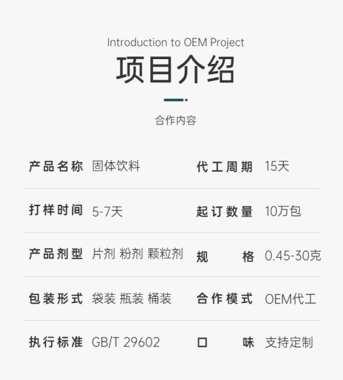 固體飲料代加工項目參數-德州健之源